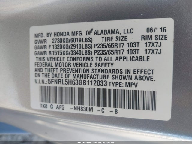 Honda Odyssey Ex-l