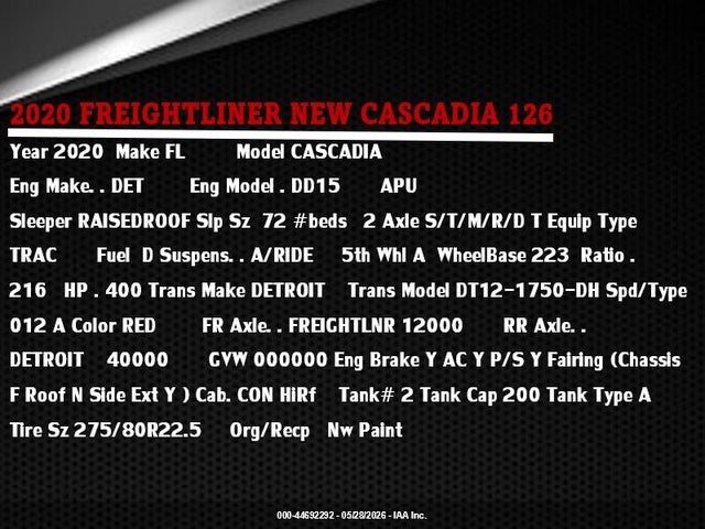 Freightliner New Cascadia 126