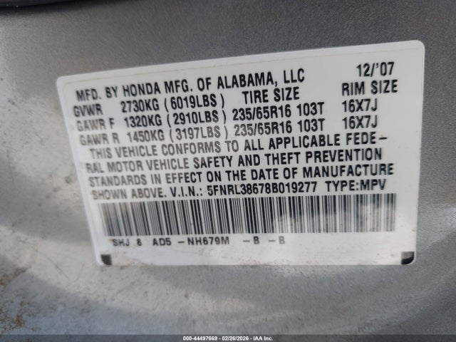 Honda Odyssey Ex-l