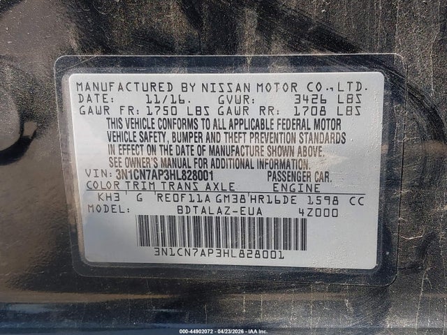 Nissan Versa 1.6 S+