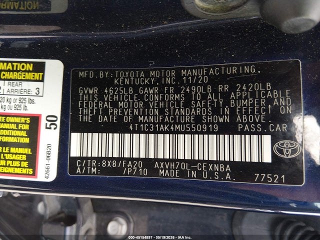 Toyota Camry Le Hybrid