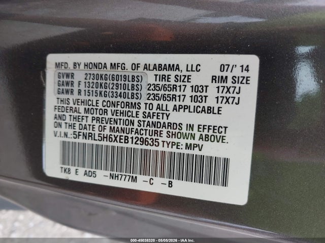 Honda Odyssey Ex-l