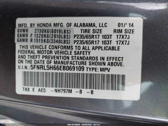 Honda Odyssey Ex-l