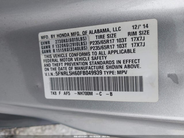 Honda Odyssey Ex-l
