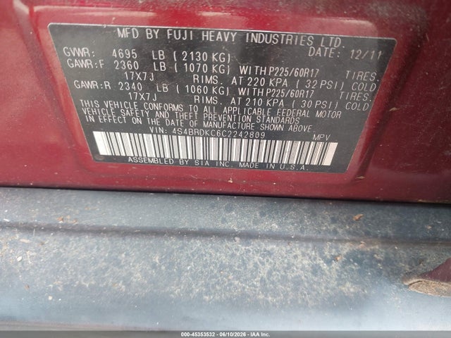 Subaru Outback 3.6r Limited