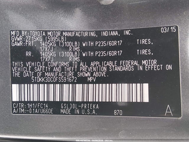 Toyota Sienna Le 8 Passenger