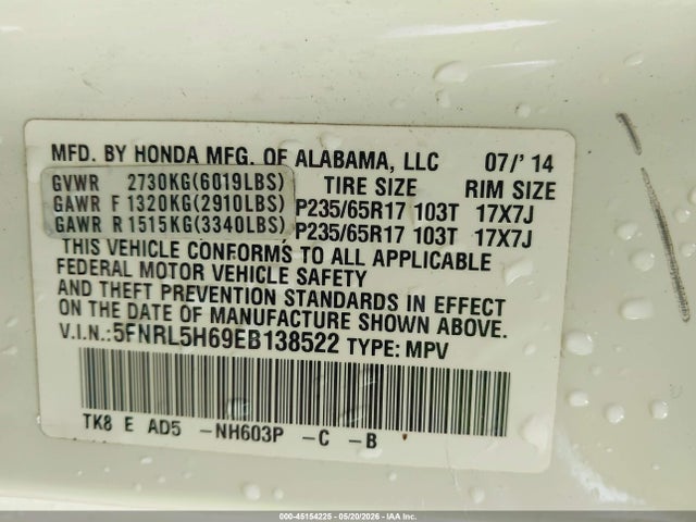 Honda Odyssey Ex-l