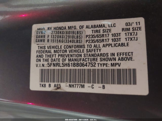 Honda Odyssey Ex-l