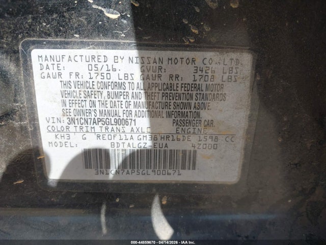 Nissan Versa 1.6 Sl