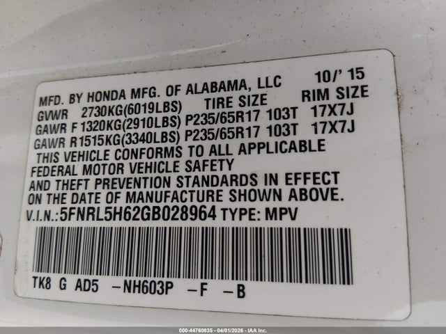 Honda Odyssey Ex-l