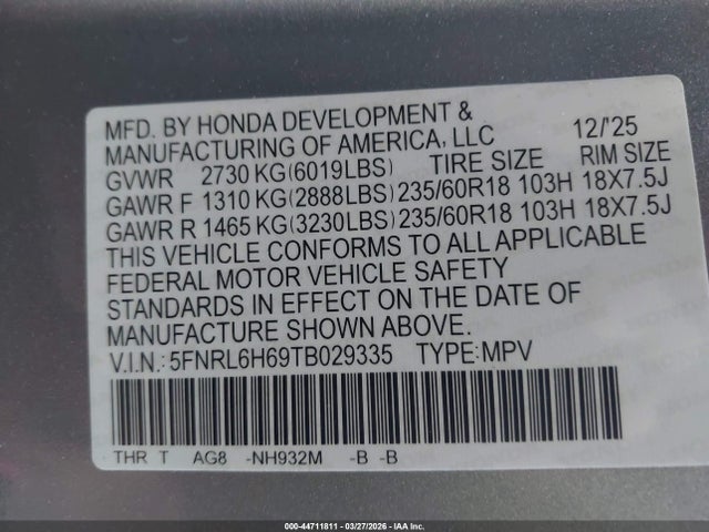 Honda Odyssey Ex-l