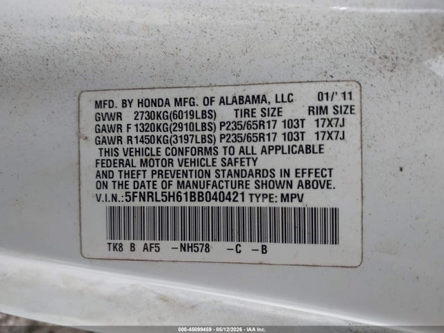Honda Odyssey Ex-l