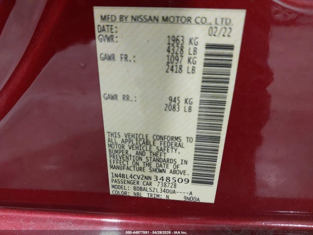Nissan Altima Sr Fwd